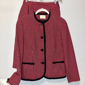 PENDLETON | Pink Houndstooth Print Vintage Blazer Skirt Set Suit 10